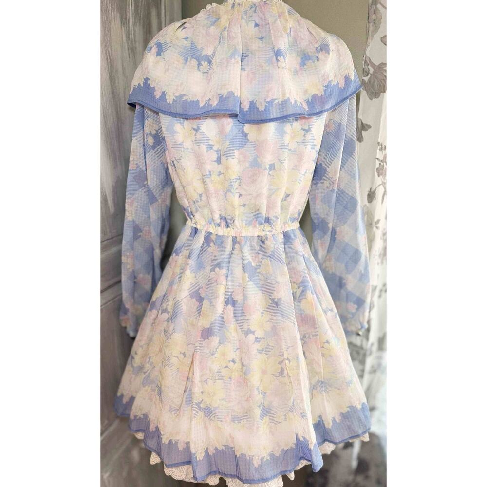 Liz Lisa Gingham x Floral Ribbon Bow Dress Jfashion Gyaru Coquette Fairycore - Picture 9 of 16